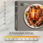Food Warming Mat – Grey | 8 Heat Levels, 6-Hour Timer, Portable & Heat-Safe Design