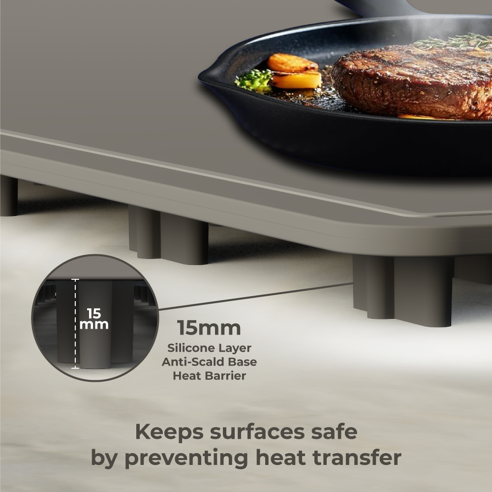 Food Warming Mat – Grey | 8 Heat Levels, 6-Hour Timer, Portable & Heat-Safe Design
