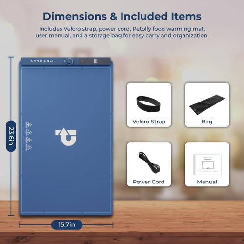 Food Warming Mat – Blue | 8 Heat Levels, 6-Hour Timer & Portable Design