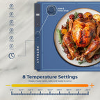 Food Warming Mat – Blue | 8 Heat Levels, 6-Hour Timer & Portable Design