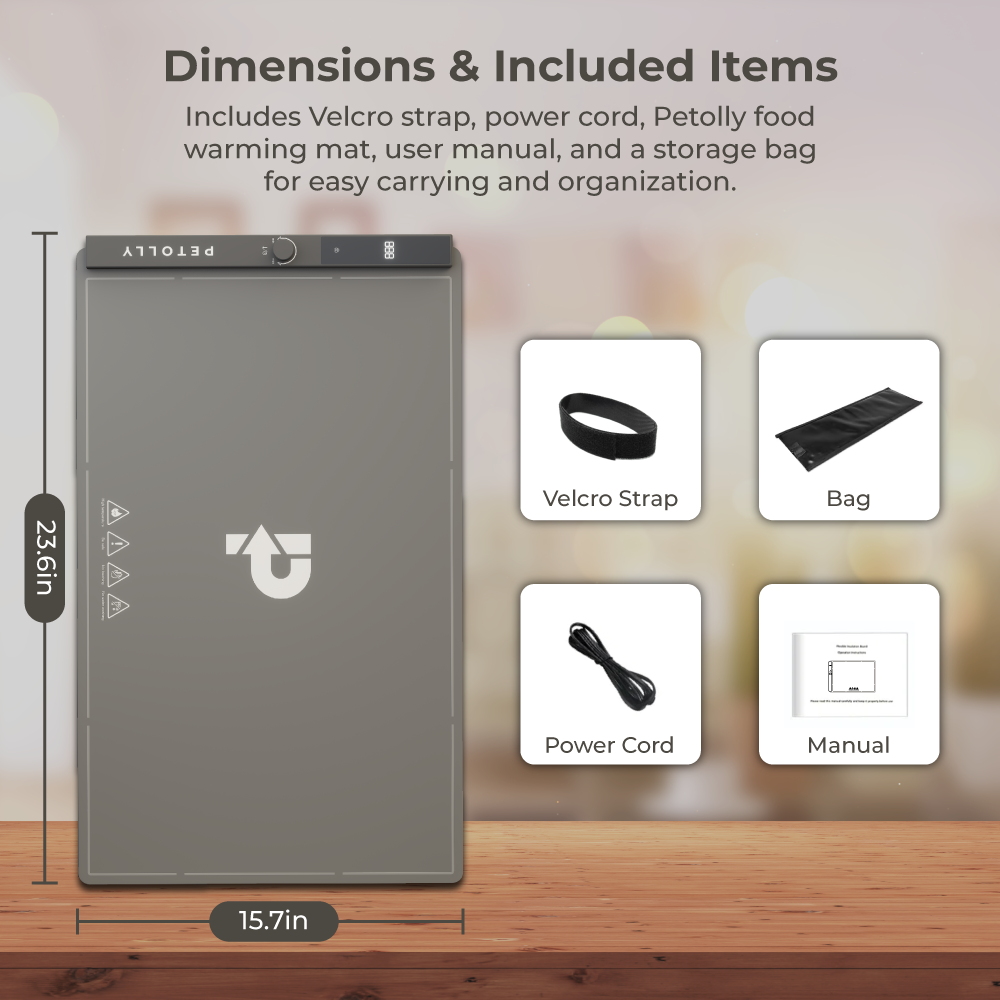 Food Warming Mat – Grey | 8 Heat Levels, 6-Hour Timer, Portable & Heat-Safe Design